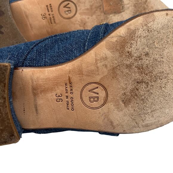 Veronica Beard Jaxon Chain Convertible Denim Pointed Toe Loafers Blue Sz 36 / 6 - Picture 7 of 7